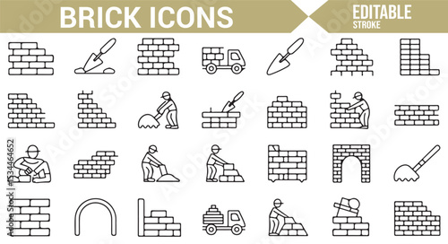 Simple icons for building, masonry, and construction processes in vector format.