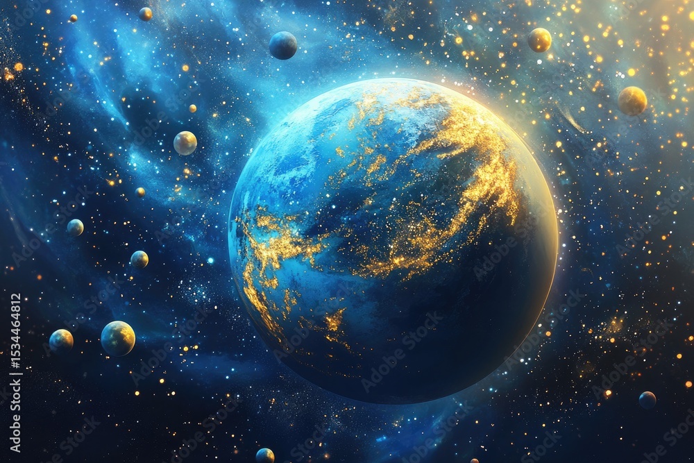 Obraz premium A vibrant alien planet in space