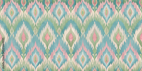 Colorful abstract geometric pattern in soft pastels, ideal for fabric or wallpaper design.
