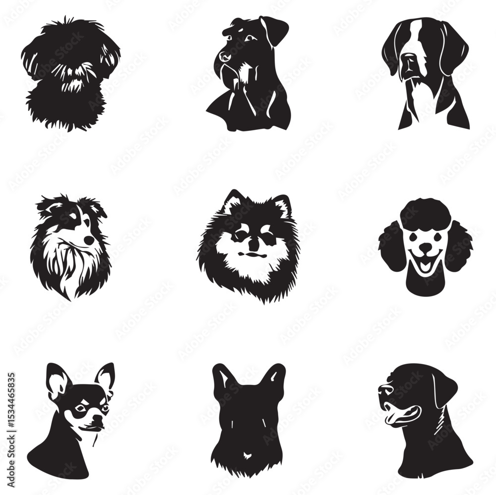 Fototapeta premium Collection of dog silhouette set