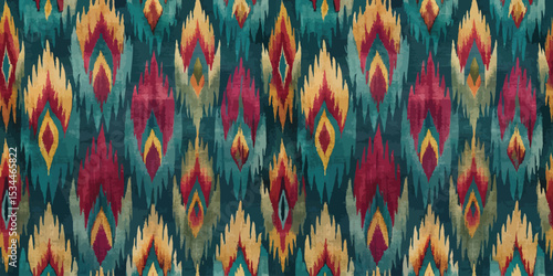 Vibrant indigenous pattern featuring bold colors and intricate designs.