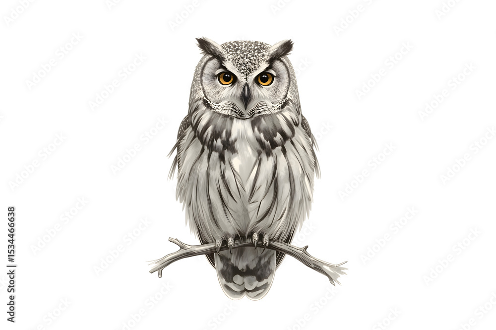 Obraz premium Detailed graphic of a gray and white owl