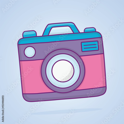 Cute Cartoon Camera in Pastel Colors