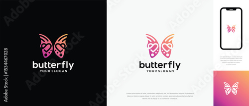 Butterfly love logo design. Butterfly love logo template. Butterfly logo symbol icon