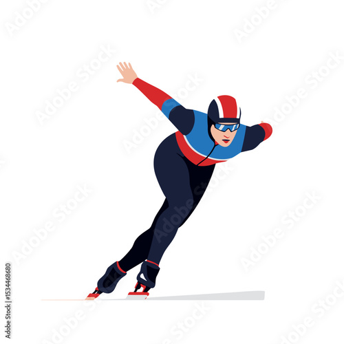 Speed skater in rapid motion on transparent background  