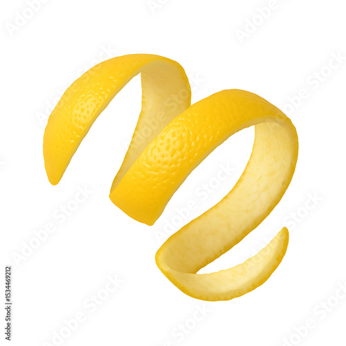 swirly peal of lemon isolated on a transparent background
