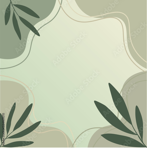 Elegant Green Botanical Frame: Abstract Background Design Biophilic vector background