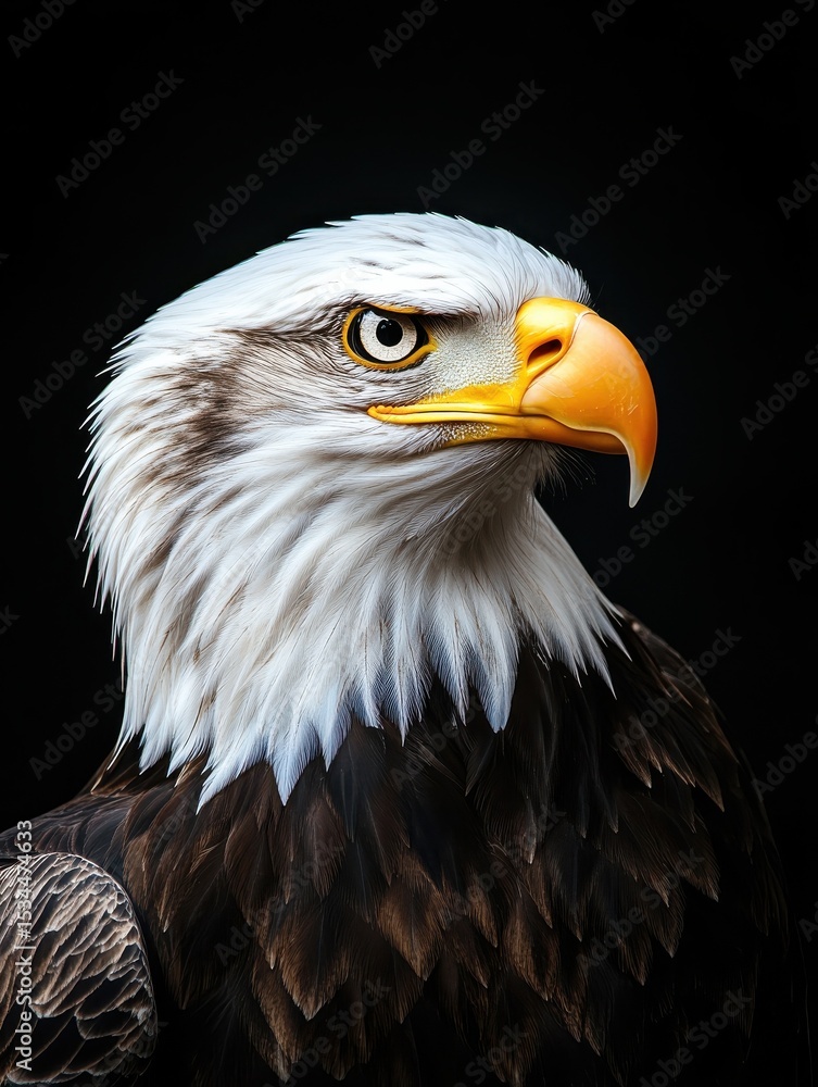 Obraz premium Bald eagle portrait against black background