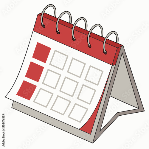 Red ribbon marks a significant date on a desktop calendar with an isolated white background, ideal for event planning or business reminders