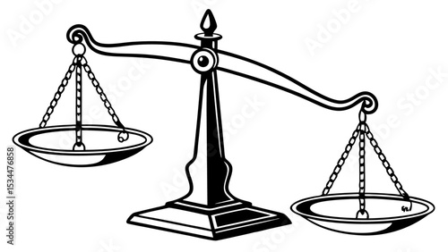 Golden scales of justice, a legal symbol of equality and law, weigh the balance of crime in court