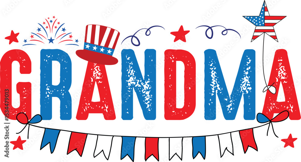 Obraz premium Patriotic Grandma 4th of July Grandma Design, Independence Day Grandma Graphics