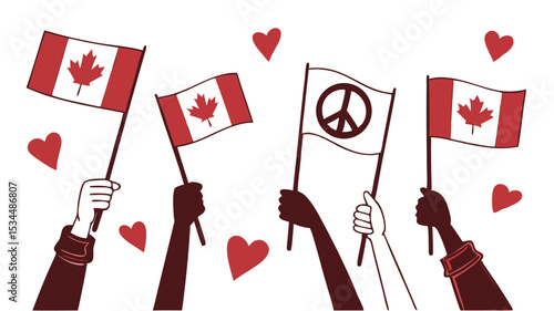 Vector collection celebrating Canada Day with maple leaves, flags, fireworks, balloons, and festive decor, ideal for July 1st, national events, and patriotic