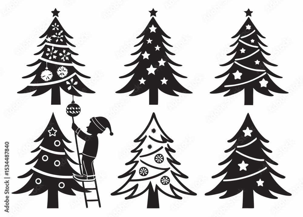 Obraz premium A black silhouette of a Christmas tree