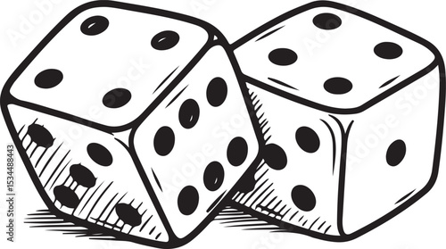 Hand-Drawn Dice Illustration - Vector Clipart Art Silhouette
