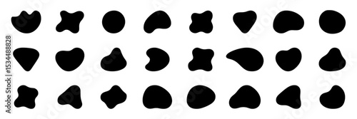 Set of abstract organic blob shapes in vector format. Smooth, liquid silhouettes for modern design, backgrounds, posters, UI elements, and creative projects. Isolated on white background.