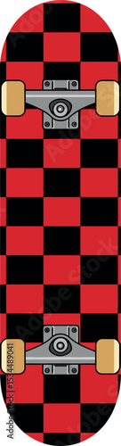 Red and Black Checkered Skateboard Vector Clipart with Trucks and Wheels Free Download Red and Black Checkered Skateboard Vector Clipart with Trucks and Wheels - GFXLoad