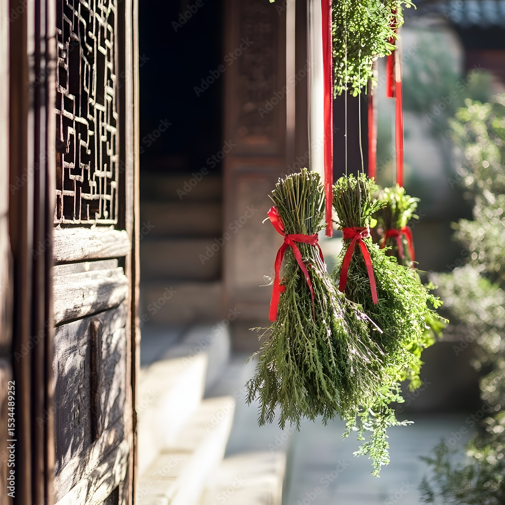 Festive Chinese New Year Hanging Decorations Red Gold Ornaments Festive Chinese New Year Hanging Decorations Red Gold Ornaments