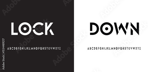 Lock down alphabet small letter a to z logo design