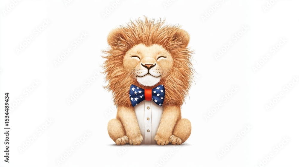A cheerful cartoon lion wearing a bow tie, embodying joy and charm in a whimsical design. A cheerful cartoon lion wearing a bow tie, embodying joy and charm in a whimsical design.