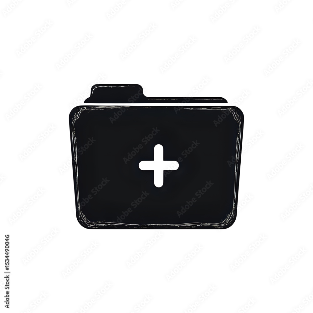Obraz premium New File Icon: Add Button in a Folder Graphic