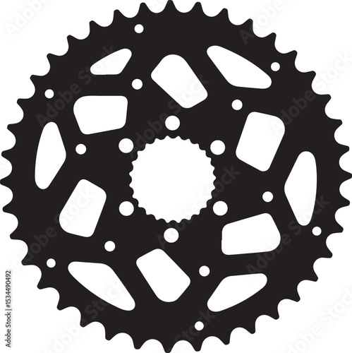 Bicycle Chainring Silhouette Vector Clipart - Gear Sprocket Illustration