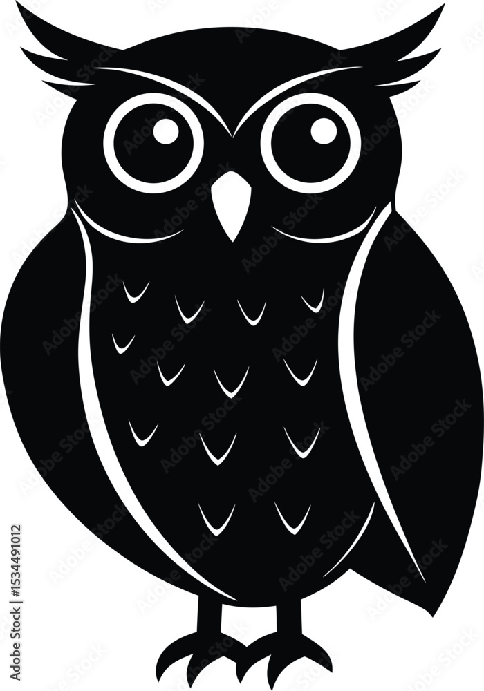 Owl Silhouette with Head Turned Side . Wise Bird Vector Illustration Owl Silhouette with Head Turned Side . Wise Bird Vector Illustration