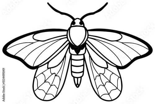 Opal Moth Line Drawing Illustration