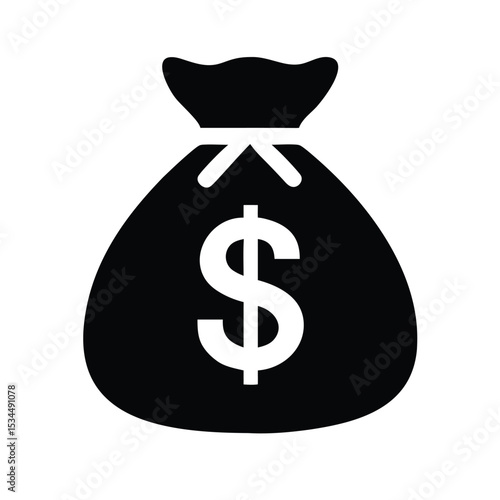 Money Bag Silhouette Vector, Money Bag Clipart, Money bag icon