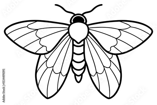 Opal Moth Line Drawing Illustration