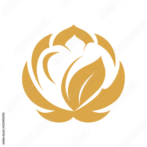 White and Gold Peony Logo with Brush Texture