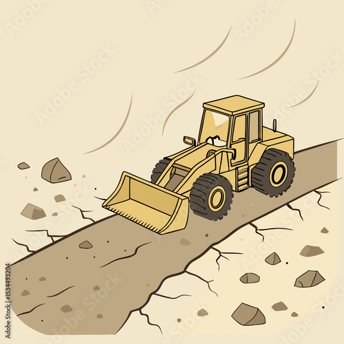 bulldozer on the beach