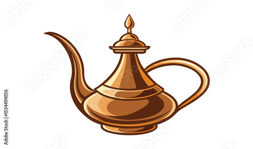 Intricate Golden Arabic Coffee Pot Design on White Background for Decoration