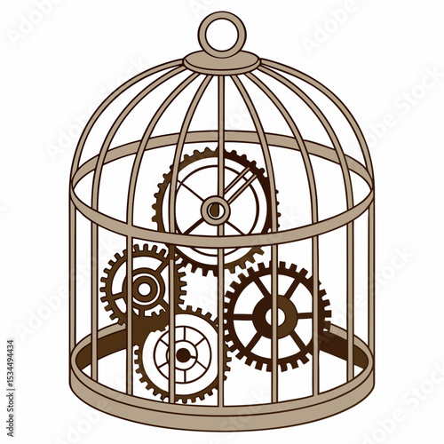 gold cage with birds