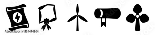 Alternative Energy Source Icons Representing Clean and Sustainable Power Generation Technologies