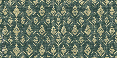 Elegant green and gold leaf pattern with a vintage touch.