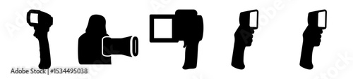 Collection of infrared thermometers in silhouette form on a white background
