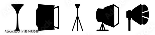 Studio Lighting Equipment Silhouette Assortment for Professional Photography and Videography Setups