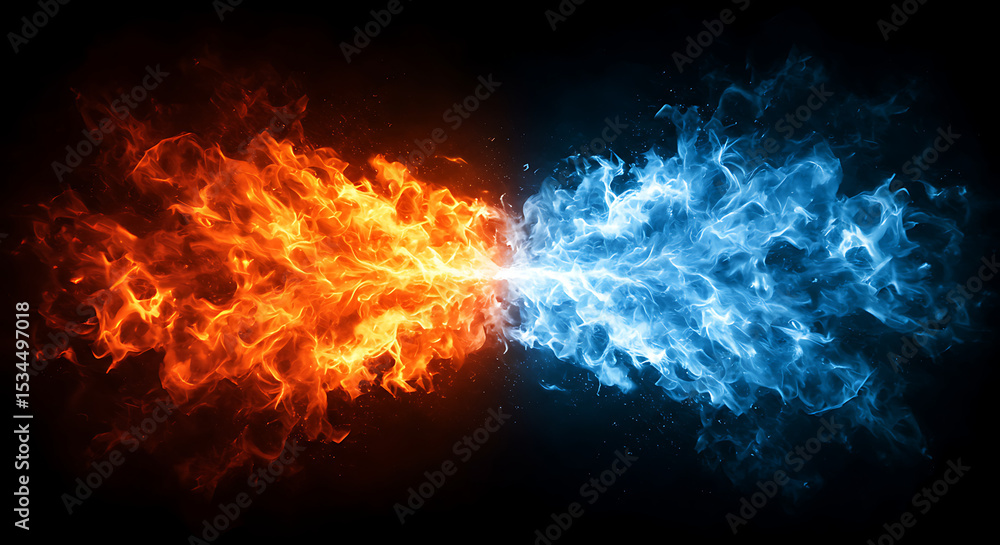 Fototapeta premium Clash of Fire and Ice Energy