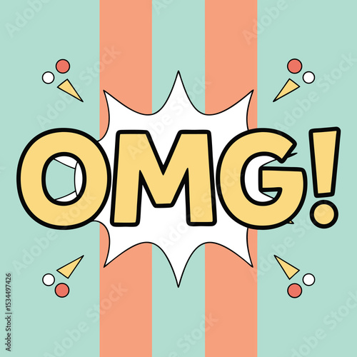Comic book style illustration of the acronym omg with pops of fun design elements