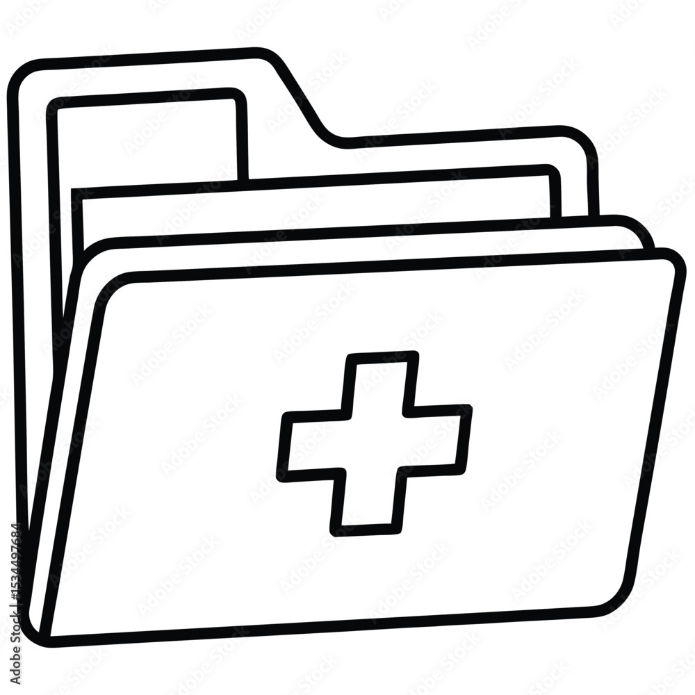 Obraz premium Medical Records Folder Icon Secure Healthcare Data Management Illustration