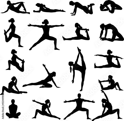 Diverse Yoga Poses: Silhouette Collection for Wellness
