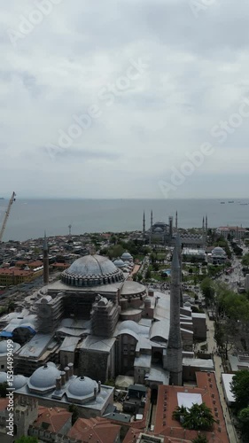hagia sophia and blue mosque in the historical part of istanbul
