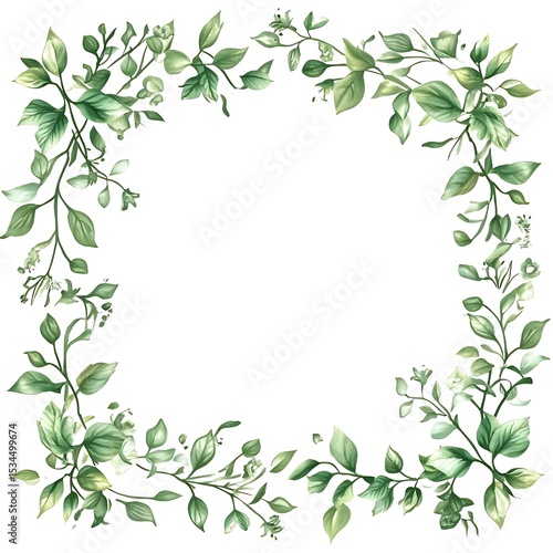 Watercolor Greenery Frame for Nature Illustration