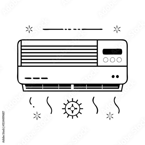 Home Air Conditioner Unit vector Clean Air Cooling System Technology silhouette icon