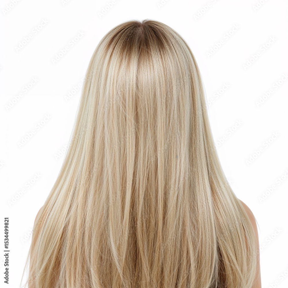 Blonde hair back view over white background, no shadow Blonde hair back view over white background, no shadow