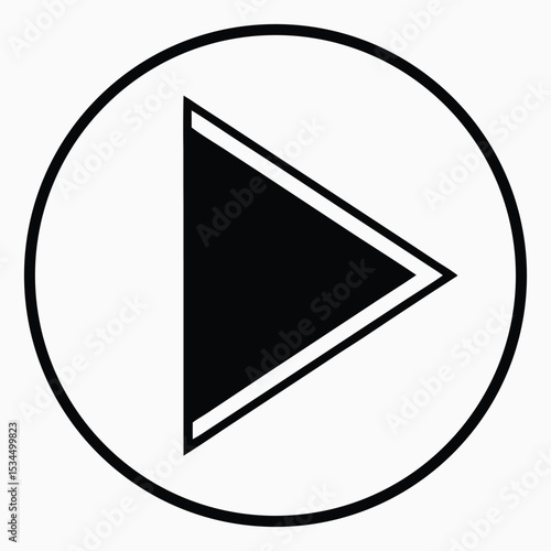 Classic media play symbol for digital interfaces and multimedia applications