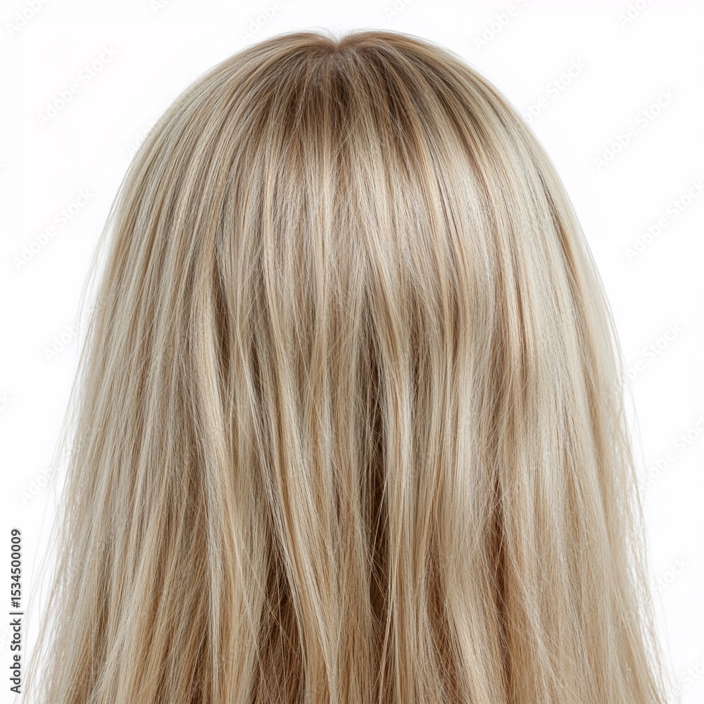 Fototapeta premium Blonde hair back view over white background, no shadow