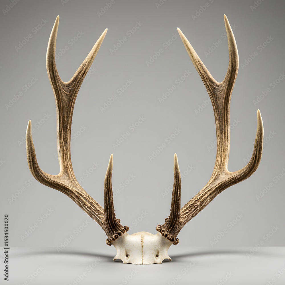 Fototapeta premium Antler on Gray Background