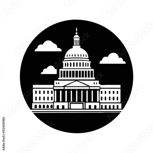 United States Capitol Building Iconic Landmark in Washington DC American Government Architecture silhouette icon