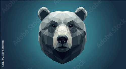 Low Poly Bear Head - Modern Geometric Wildlife Animal Art
